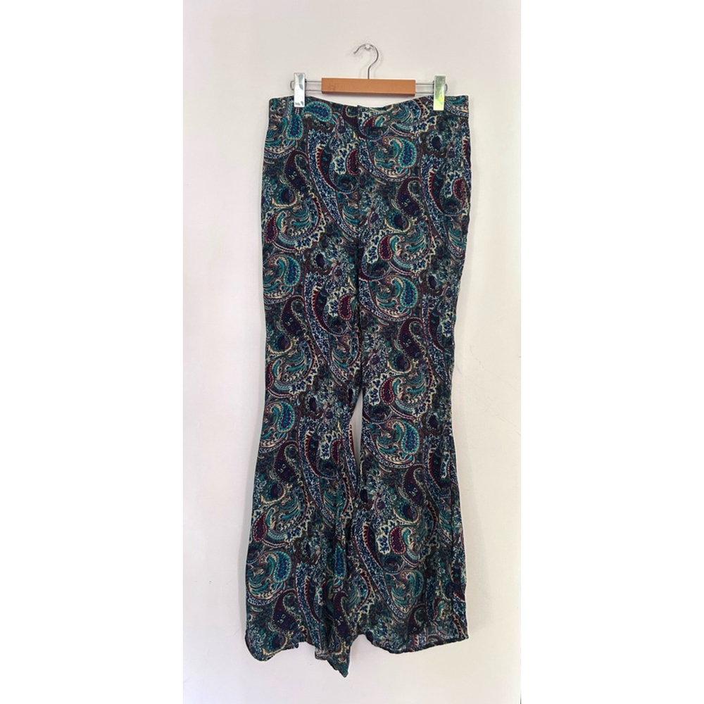 Zara Printed Flare Pants Size M Blue Multi flared paisley - Picture 9 of 11